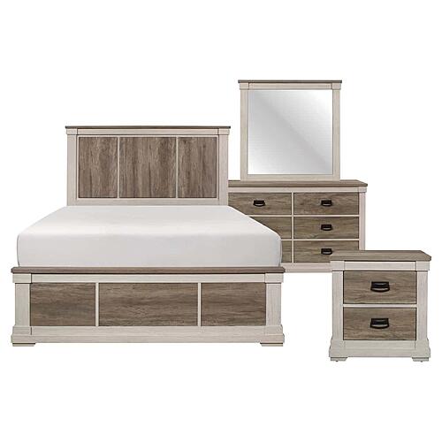 Arcadia 4pc Queen Bedroom Set  - White & Weathered Gray by Homelegance