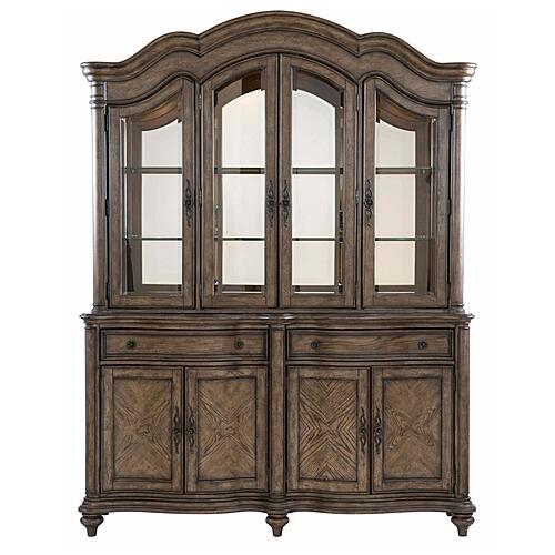 Heath Court Buffet & Hutch - Brown Oak by Homelegance
