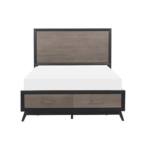 Raku Queen Platform Bed w/Footboard Storage - Gray & Black by Homelegance