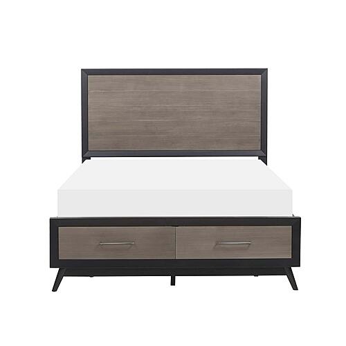 Raku Eastern King Platform Bed w/Footboard Storage - Gray & Black by Homelegance