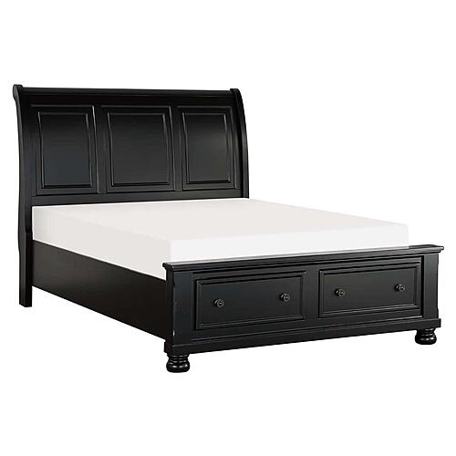 Laurelin California King Sleigh Platform Bed w/Footboard Storage - Black  by Homelegance