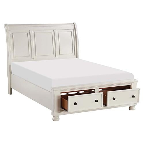 Laurelin Queen Sleigh Platform Bed w/Footboard Storage - White by Homelegance