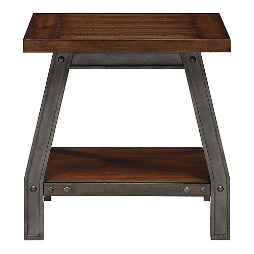 Holverson End Table - Rustic Brown & Gunmetal by Homelegance