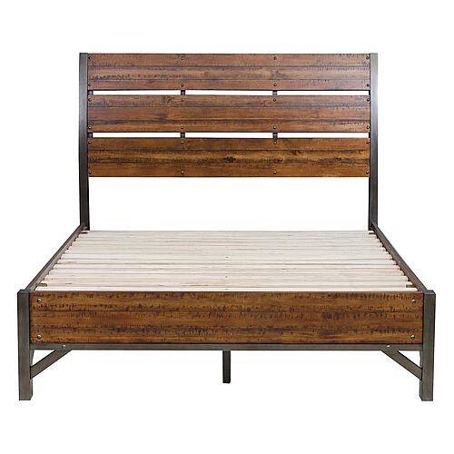 Holverson California King Platform Bed - Rustic Brown & Gunmetal by Homelegance