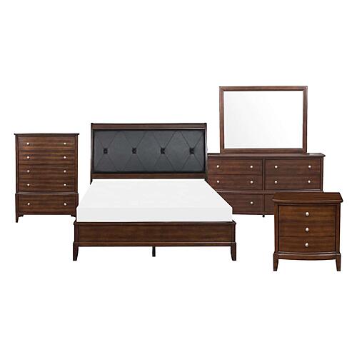 Cotterill 5pc Queen Bedroom Set  - Dark Cherry  & Black by Homelegance