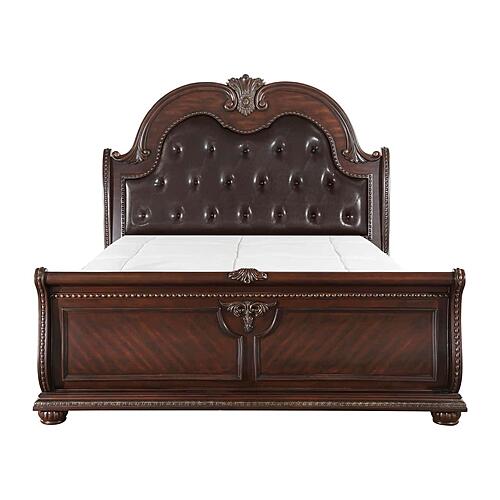 Cavalier Queen Sleigh Bed - Dark Cherry by Homelegance