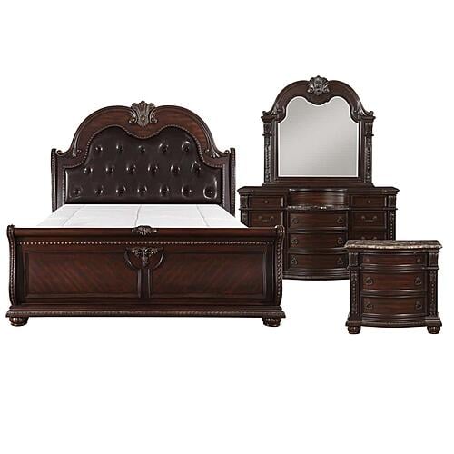 Cavalier 4pc Queen Bedroom Set  - Dark Cherry by Homelegance