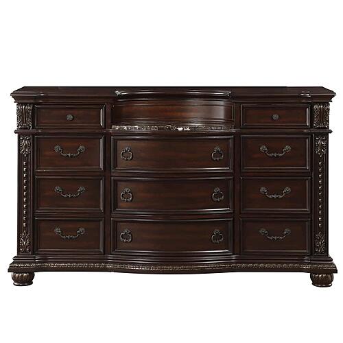 Cavalier Dresser, Marble Insert - Dark Cherry by Homelegance