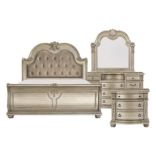 Cavalier 4pc Queen Bedroom Set  - Silver by Homelegance
