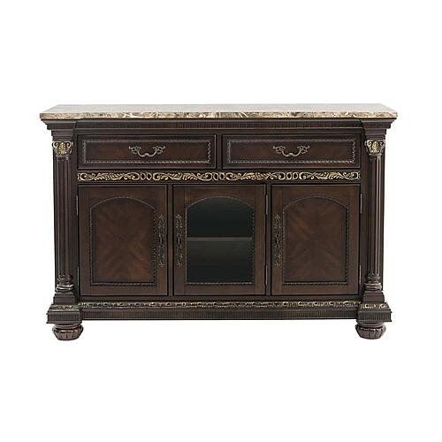 Russian Hill Server w/Faux Marble Top - Cherry by Homelegance
