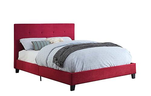 Brice Upholstered Platform Queen Bed - Red by Homelegance