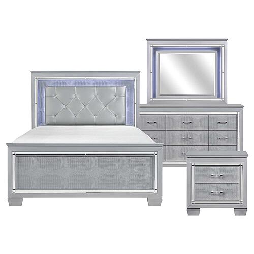 Allura 4pc Queen Bedroom Set  - Silver by Homelegance