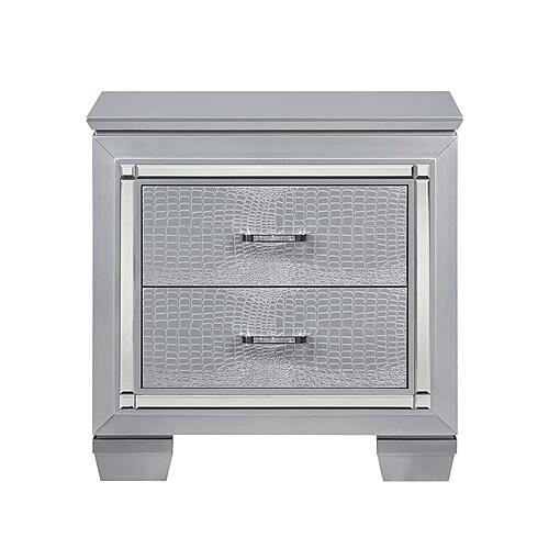 Allura Nightstand, LED Lighting - Silver by Homelegance