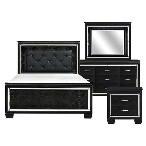 Allura 4pc Queen Bedroom Set  - Black by Homelegance