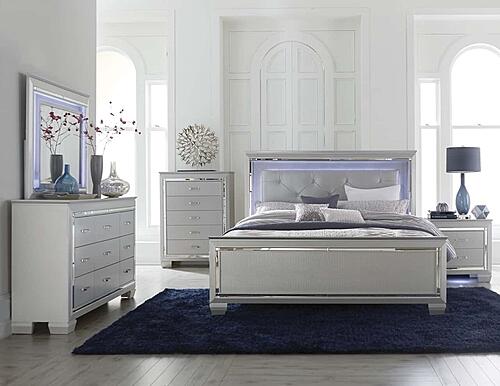 Allura Full Bed, LED Lighting - Silver by Homelegance
