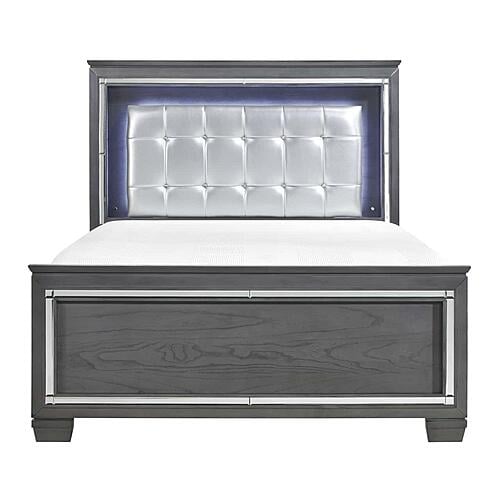 Allura Queen Bed, LED Lighting - Gray by Homelegance