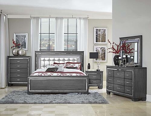 Allura Nightstand, LED Lighting - Gray  by Homelegance