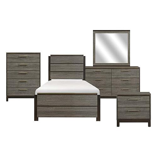 Vestavia 5pc Twin Bedroom Set  - Antique Gray & Dark Brown by Homelegance