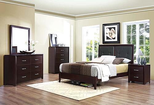 Edina California King Bed - Espresso  & Black by Homelegance
