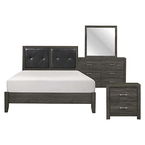 Edina 4pc Queen Bedroom Set  - Dark Gray & Black by Homelegance