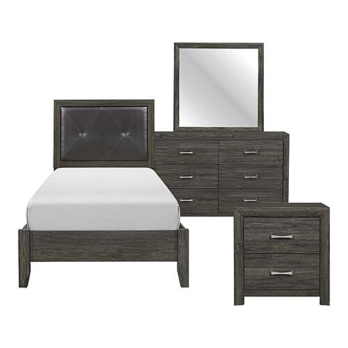Edina 4Pc Twin Bedroom Set  - Dark Gray & Black by Homelegance