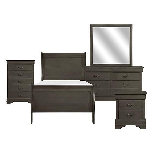 Mayville 5pc Twin Bedroom Set  - Stained Gray by Homelegance