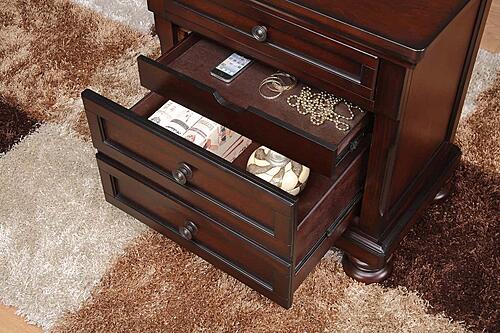 Cumberland Nightstand, Hidden Drawer - Brown Cherry by Homelegance