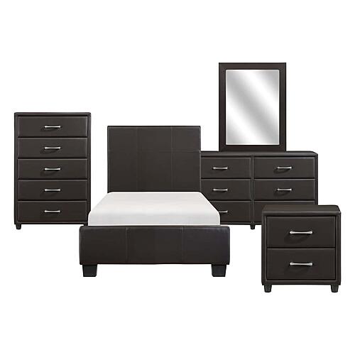 Lorenzi 5pc Twin Bedroom Set  - Dark Brown by Homelegance