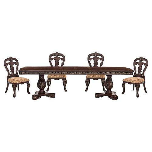 Deryn Park 5pc Rectangular Dining Table and 4 Side Chair - Cherry by Homelegance