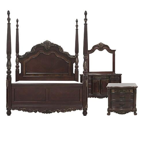 Deryn Park 4pc Queen Poster Bedroom Set  - Cherry by Homelegance