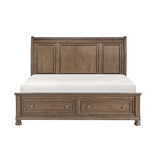 Bethel Queen Platform Bed w/Footboard Storage - Antique Brown by Homelegance