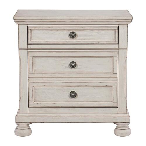 Bethel Nightstand, Hidden Drawer - Brushed White  by Homelegance