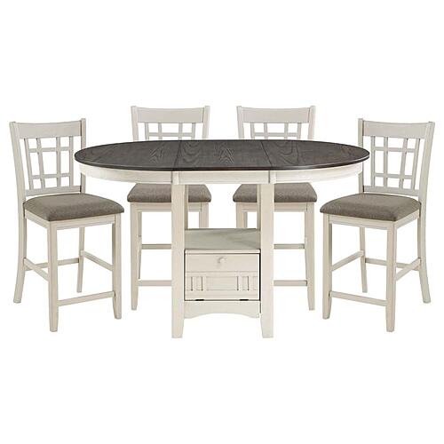 Junipero 5pc Dining Table and 4 Side Chair - Antique White & Rosy Brown by Homelegance