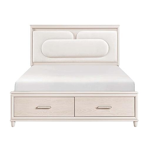 Lunaris  California King Platform Bed w/Footboard Storage - Beige by Homelegance