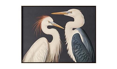 Two Cranes Framed Painting by Moe's Home Collection