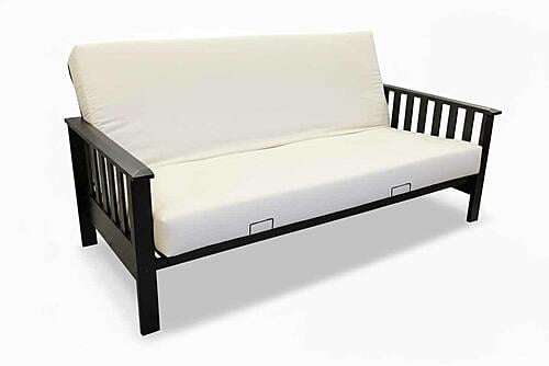 Futon Set - Full Size - Madison Black Metal Futon Frame, Mattress w/Removable Solid Cover