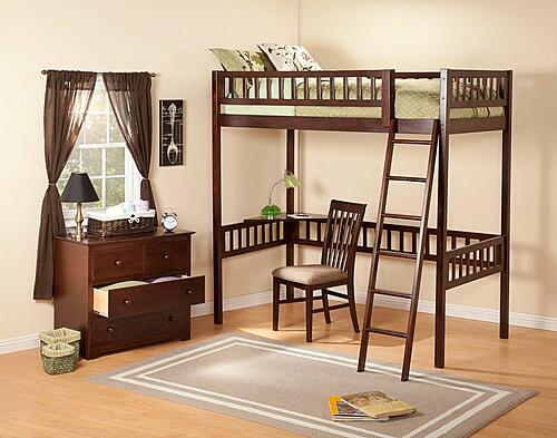 [Floor Sample] Mission Loft Bed w/Corner Workstation by Atlantic Furniture