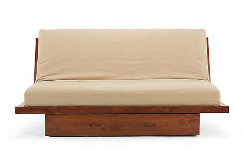 Okinawa Futon Frame with Drawer and Storage Rack by Prestige