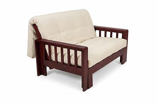Futon Set - Full Size - Osaka Antique Mahogany Frame, Mattress w/Removable Solid Cover
