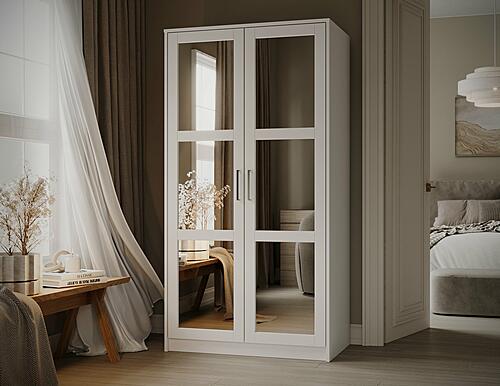 Urban 2-Door Wardrobe Armoire w/Mirrored Panel by Palace Imports