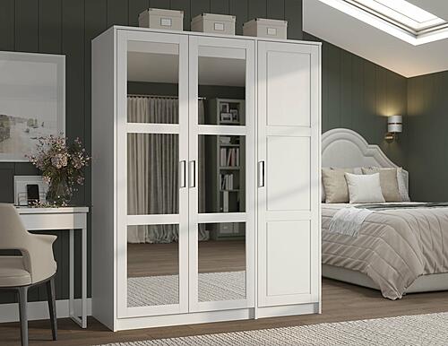 Urban 3-Door Wardrobe Armoire w/Mirrored Panel by Palace Imports