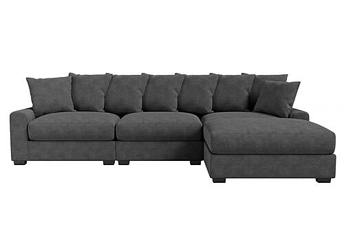 174 Fabric 4-Piece Modular Sectional Sofa Set Dark Gray by Poundex