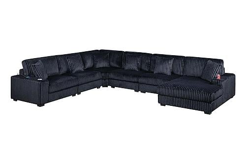 191 Fabric 6-Piece Modular Sectional Sofa Set Black by Poundex