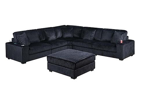 192 Fabric 6-Piece Modular Sectional Sofa Set Black by Poundex