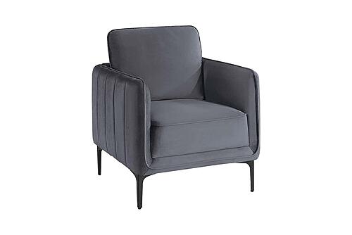F1945 Velvet Accent Chair Gray by Poundex