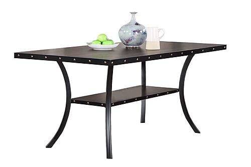 F2518 Ironware Dining Table Black/Dark Oak Top by Poundex