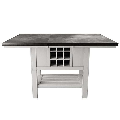 F2524 Wood Counter Height Dining Table Antique White by Poundex