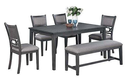 F2634 Wood 6-Piece Dining Set Gray by Poundex