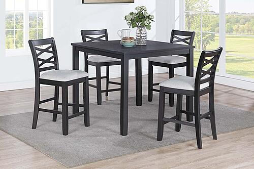 F2636 Wood 5-Piece Counter Height Dining Set Charcoal by Poundex