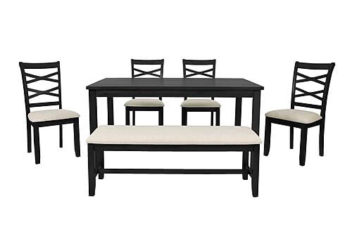 F2637 Wood 6-Piece Dining Set Charcoal by Poundex
